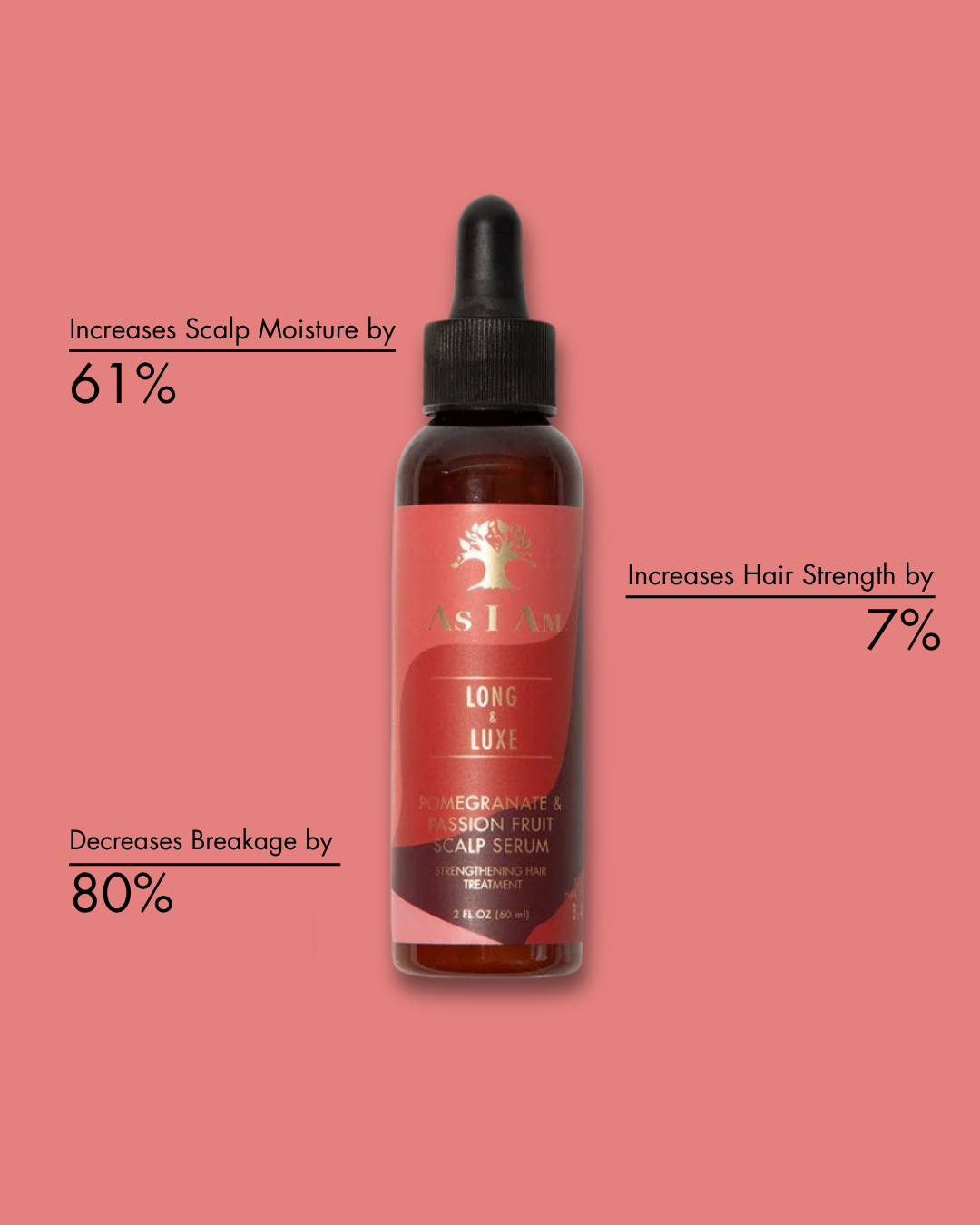 Fles haarserum met tekst op roze achtergrond