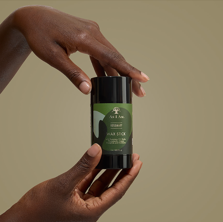 As I Am Rosemary Wax Stick - Verrijkt met rozemarijn en biotine voor gladde, strakke kapsels. Temt springerig haar, voegt glans toe en biedt flexibele versteviging. Ideaal voor randen en styling. 2,7 oz twist-up stick.