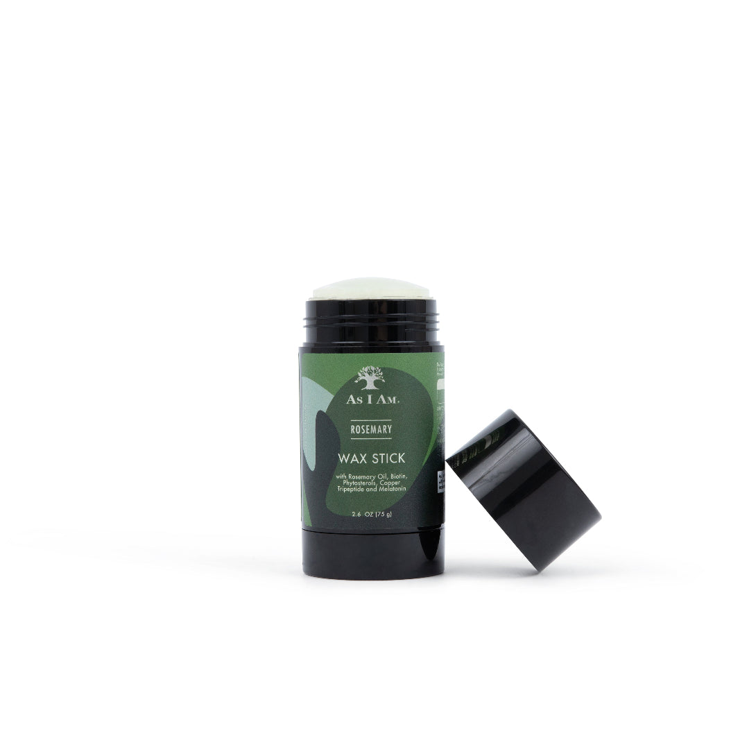 As I Am Rosemary Wax Stick - Verrijkt met rozemarijn en biotine voor gladde, strakke kapsels. Temt springerig haar, voegt glans toe en biedt flexibele versteviging. Ideaal voor randen en styling. 2,7 oz twist-up stick.