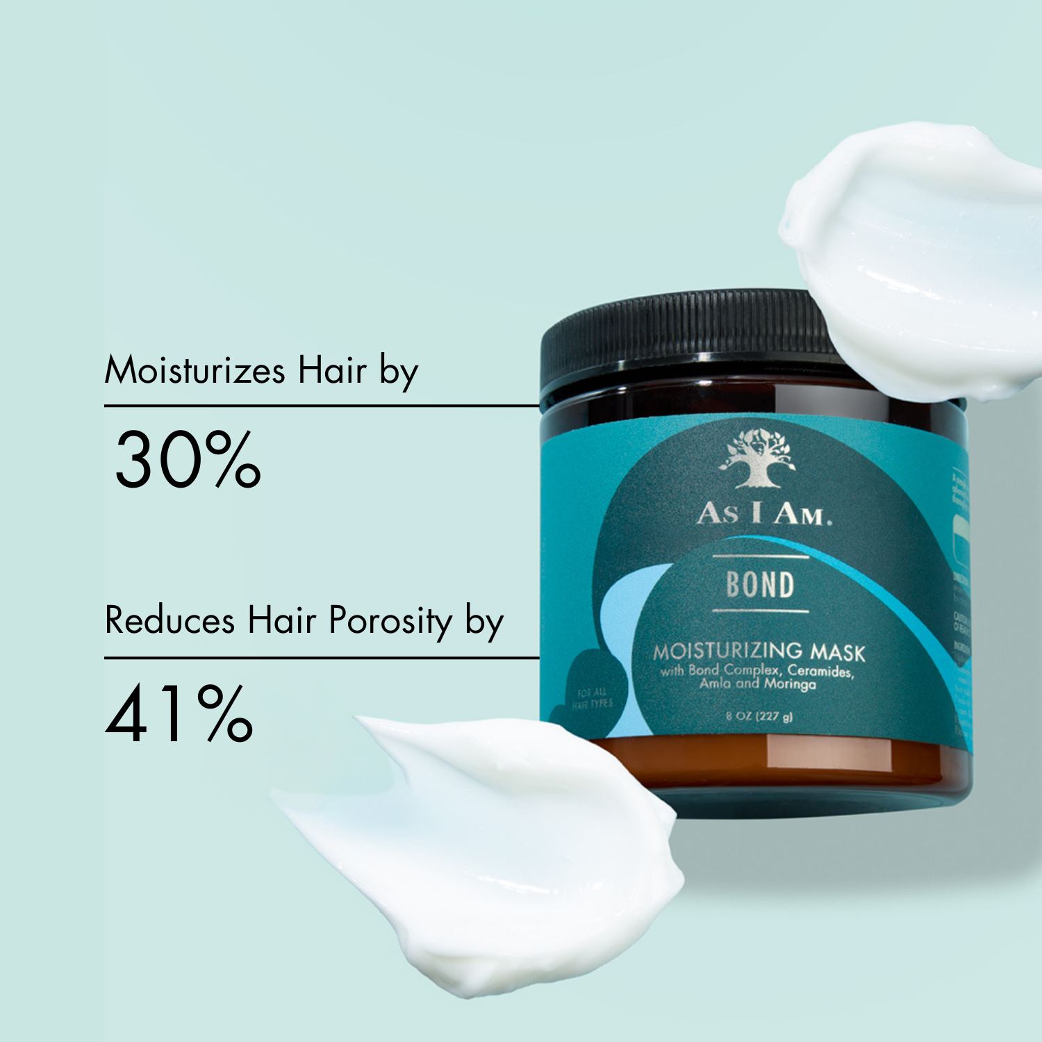 Bond Mask van As I Am - Een diep conditionerende behandeling die het haar van binnenuit herstelt en versterkt. Dit masker, verrijkt met hydraterende ingrediënten, helpt beschadigd haar te herstellen, verbetert de elasticiteit en maakt het glad, gehydrateerd en gerevitaliseerd.