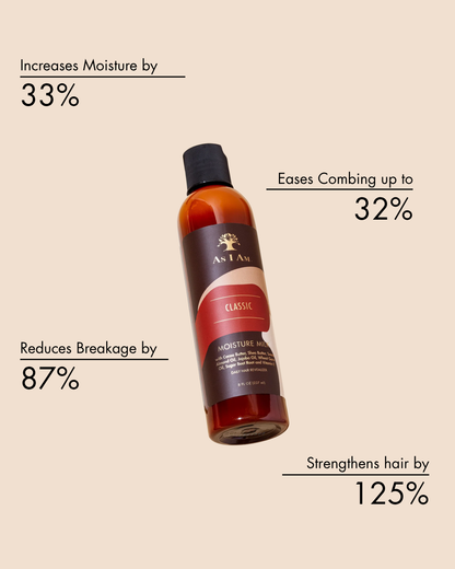 Shampoo fles met voordelen tekst op een beige achtergrond