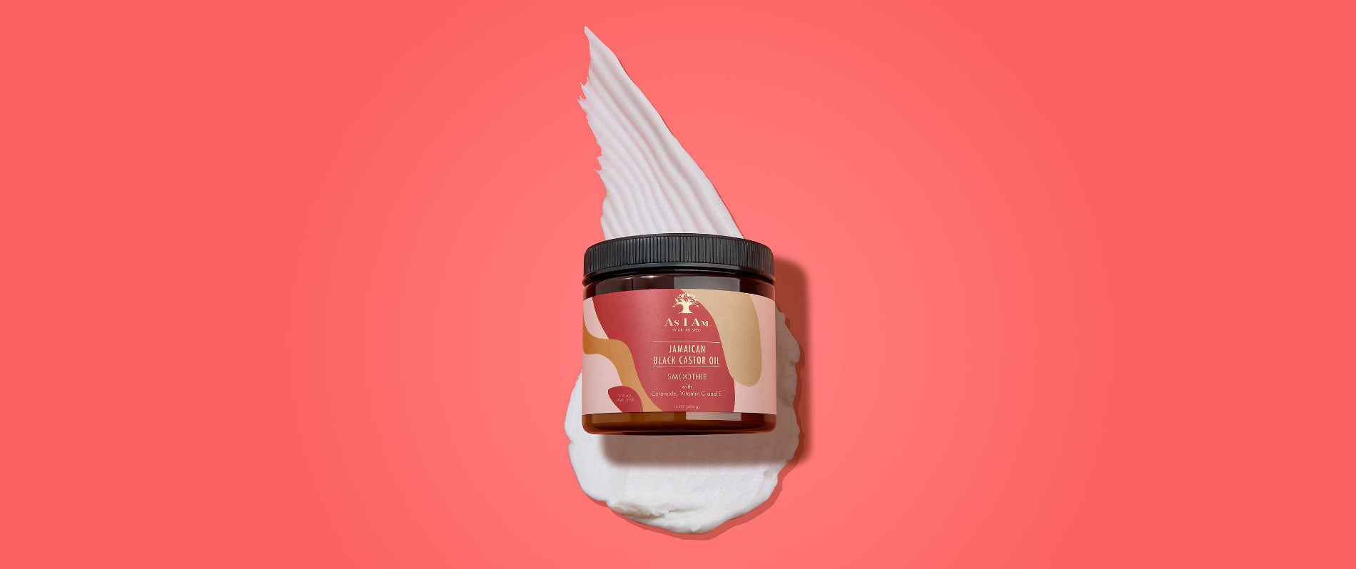 As I Am Jamaican Black Castor Oil Smoothie - landschapsafbeelding van de vochtinbrengende krulcrème die is samengesteld om krullen te definiëren, kroes te verminderen en gezond haar te bevorderen met voedende JBCO.