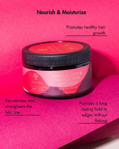 Pot haarproduct met tekst op roze achtergrond