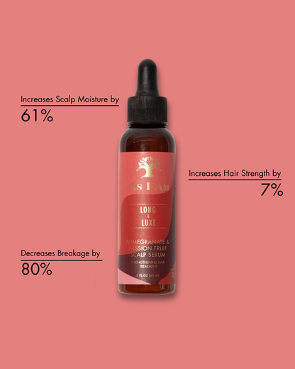 Fles haarserum met tekst op roze achtergrond