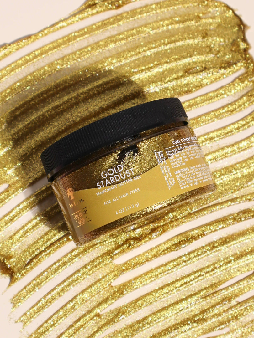 As I Am Curl Color Glitter Collection, met levendige, tijdelijke haarkleuren met een glinsterende finish, speciaal voor krullen en spiralen.