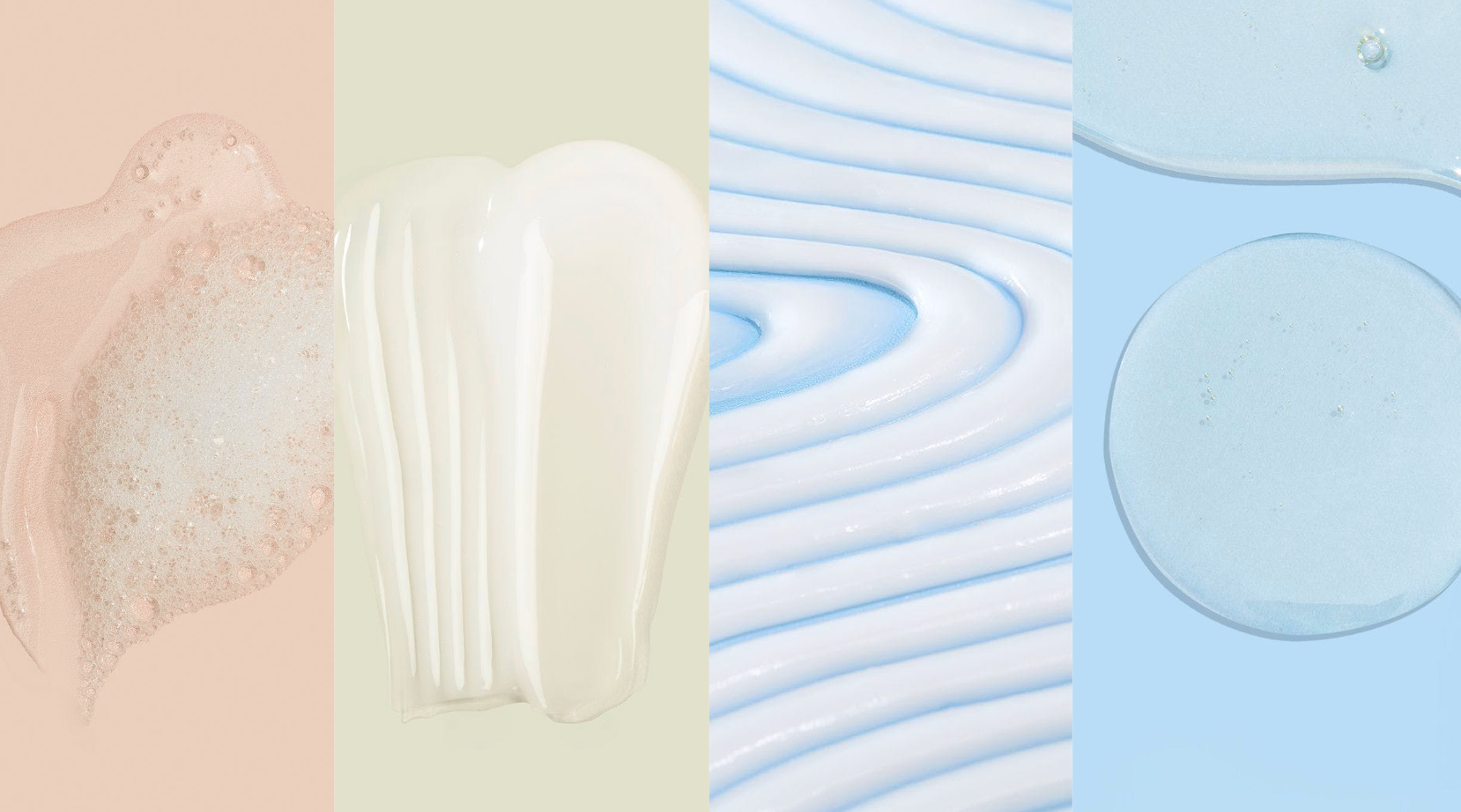 Collage van gladde, pastelkleurige texturen in een rasterpatroon.