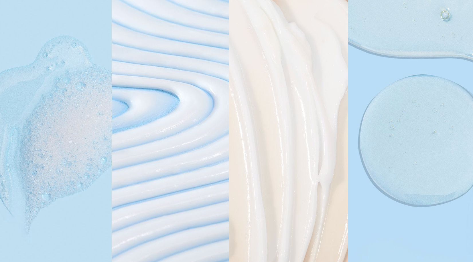 Collage van abstracte blauwe en witte patronen