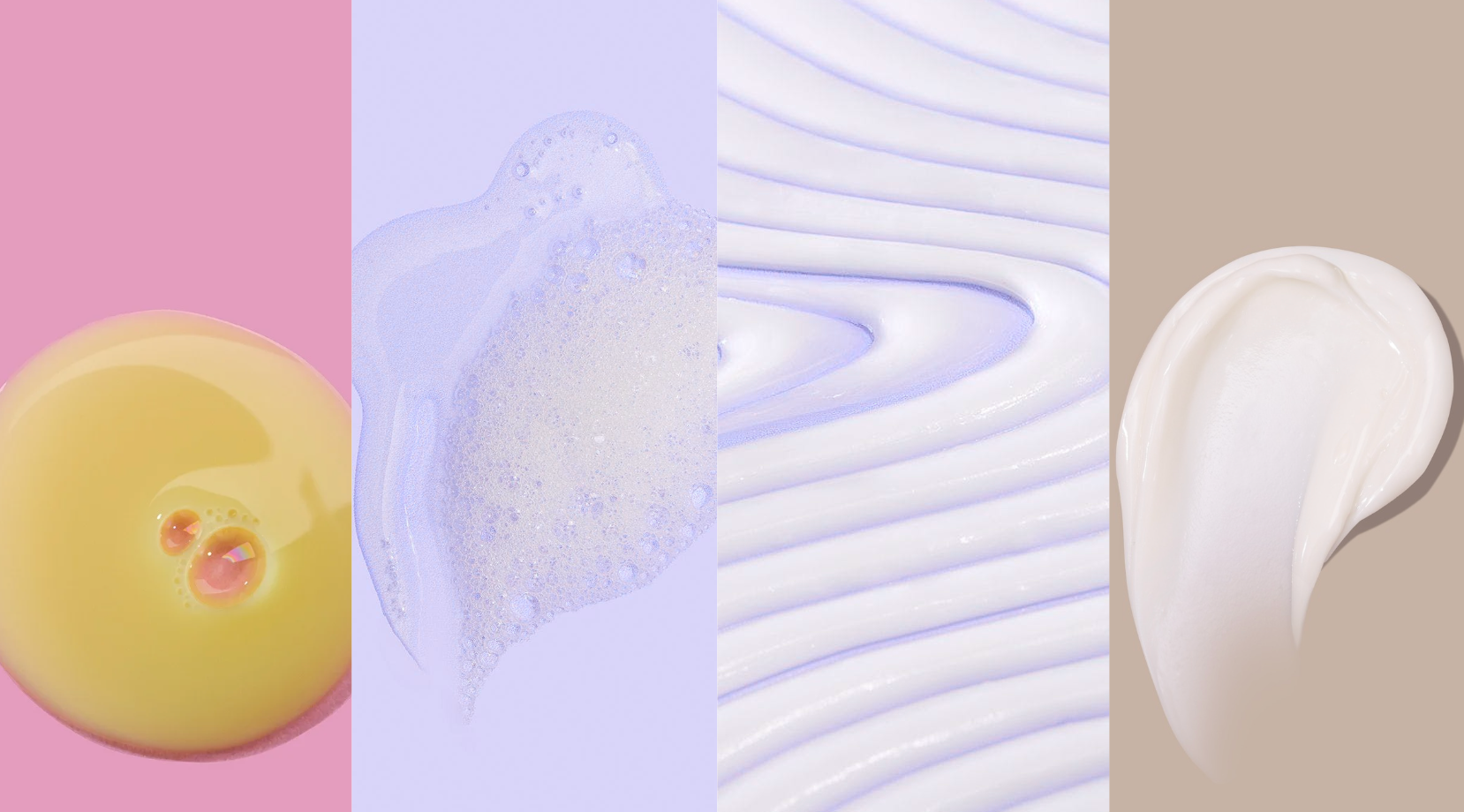 Verzameling van verschillende texturen en kleuren van crème of zeep op een effen achtergrond